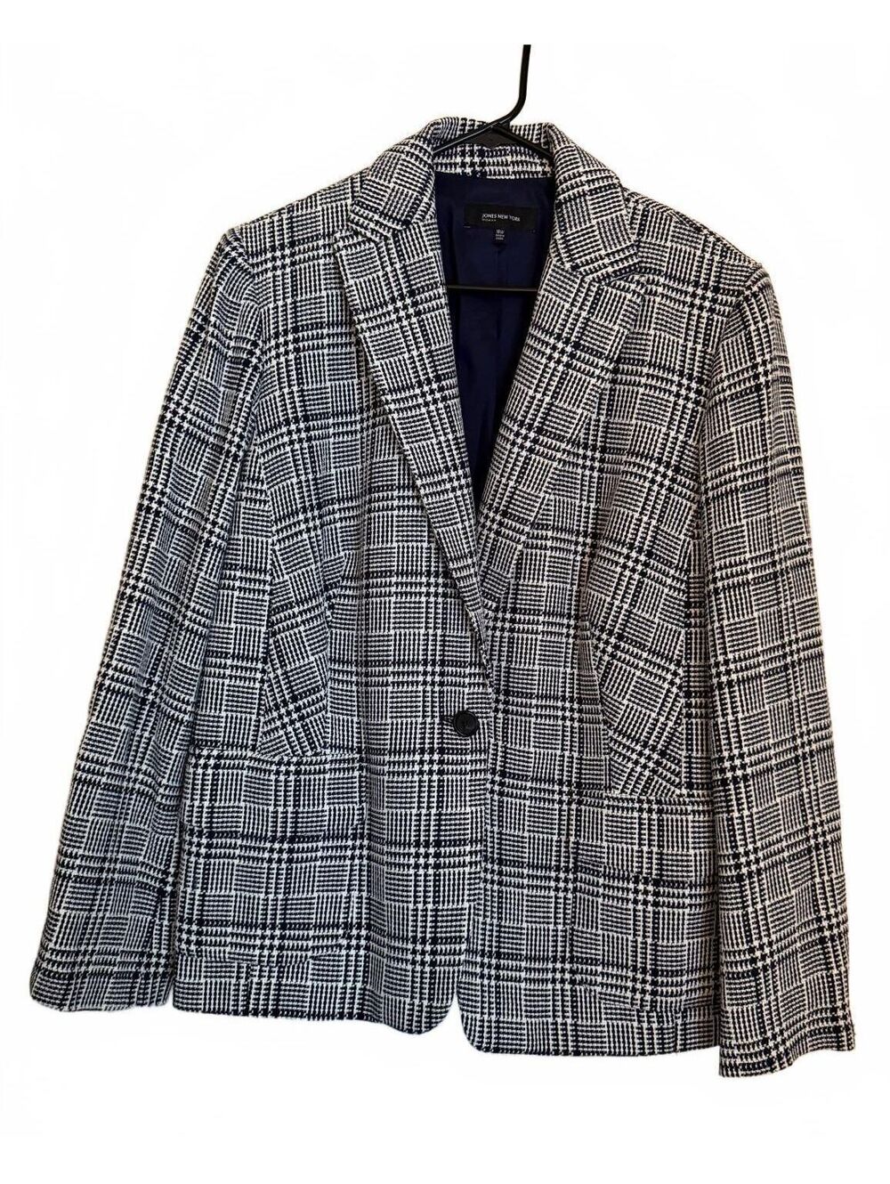 Jones New York Blazer Jacket Size 18W Black White Preppy City Chic Classic Work